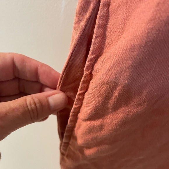 Uniqlo linen blend v-neck dress w/pockets. Brick orange. Great for fall. SZ L - Picture 3 of 4